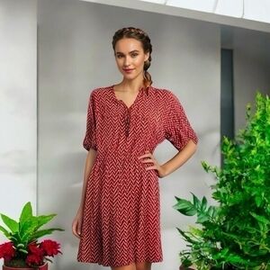 Speed Control NY Chevron Print Tassel Front Midi Dress 2X Red Black White NWT